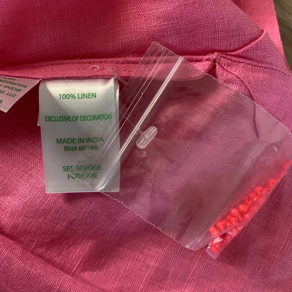 NWT Lilly Pulitzer Elyn Beaded 3/4 Sleeve Linen Top Women's 00 - Picture 7 of 10